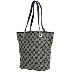 Gucci GG Print Tote Bag, Handbag, Canvas, Gray/Black, 0021099, Women's